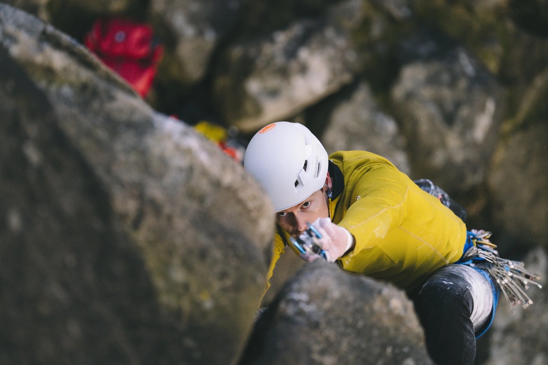 Climber on rock face